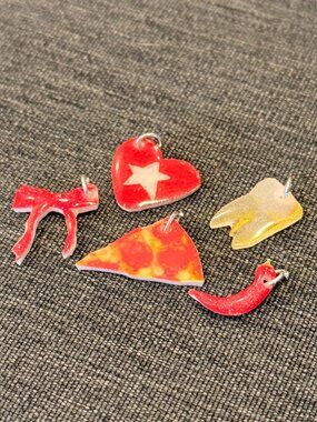 Y2K Mini Charms — Italian Lucky Pepper, Pizza, Glitter Tooth, Bow & Heart